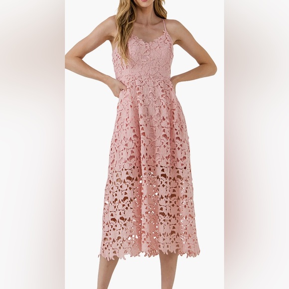 EUC Astr the Label Lace Spaghetti Strap MIDI Dress - Picture 1 of 5